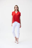 Joseph Ribkoff Lacquer Red Loose Fit Top Style 222077