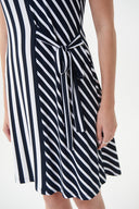 Joseph Ribkoff Midnight Blue/Vanilla Mixed Stripe Dress Style 222139