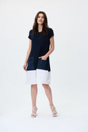 Joseph Ribkoff Midnight Blue/Vanilla Colour-Blocked Dress Style 222154