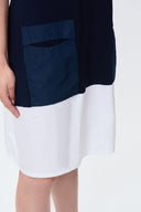 Joseph Ribkoff Midnight Blue/Vanilla Colour-Blocked Dress Style 222154