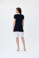 Joseph Ribkoff Midnight Blue/Vanilla Colour-Blocked Dress Style 222154