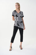 Joseph Ribkoff Black/Vanilla Animal Printed Top Style 222188