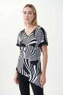 Joseph Ribkoff Black/Vanilla Animal Printed Top Style 222188