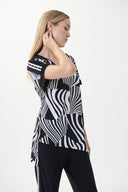 Joseph Ribkoff Black/Vanilla Animal Printed Top Style 222188