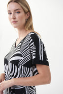 Joseph Ribkoff Black/Vanilla Animal Printed Top Style 222188