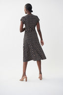 Joseph Ribkoff Black/Beige Wrap Front Dress Style 222202