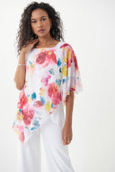 Joseph Ribkoff Vanilla/Multi Draped Front Top Style 222250