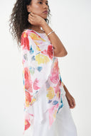 Joseph Ribkoff Vanilla/Multi Draped Front Top Style 222250