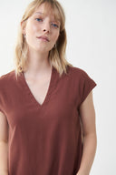 Joseph Ribkoff Espresso V-Neck Top Style 222282