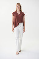 Joseph Ribkoff Espresso V-Neck Top Style 222282