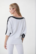 Joseph Ribkoff Vanilla/Black Stripped Top Style 222911