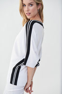 Joseph Ribkoff Vanilla/Black Stripped Top Style 222911