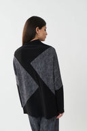 Joseph Ribkoff Black/Multi Color-Blocked Top Style 223043