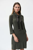 Joseph Ribkoff Avocado Taffeta Trim Dress Style 223142