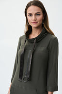Joseph Ribkoff Avocado Taffeta Trim Dress Style 223142