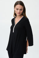 Joseph Ribkoff Black Rhinestone Detail Tunic Style 223198