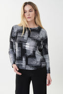 Joseph Ribkoff Black/White Check Print Top  Style 223206