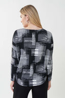 Joseph Ribkoff Black/White Check Print Top  Style 223206