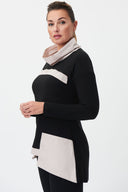 Joseph Ribkoff Black/Sand Contrast Detail Top Style 223258