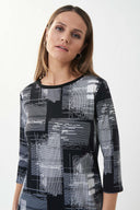 Joseph Ribkoff Black/White Checkered Print Dress Style 223259