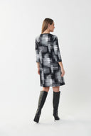 Joseph Ribkoff Black/White Checkered Print Dress Style 223259