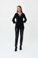 Joseph Ribkoff Black Stone Grommet Neckline Top Style 223283