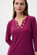 Joseph Ribkoff Vineyard Grommet Neckline Top Style 223283