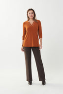 Joseph Ribkoff Amber Stone Grommet Neckline Top Style 223283