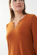 Joseph Ribkoff Amber Stone Grommet Neckline Top Style 223283