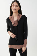 Joseph Ribkoff Black/Nutmeg Two-Tone Tunic Style 223302