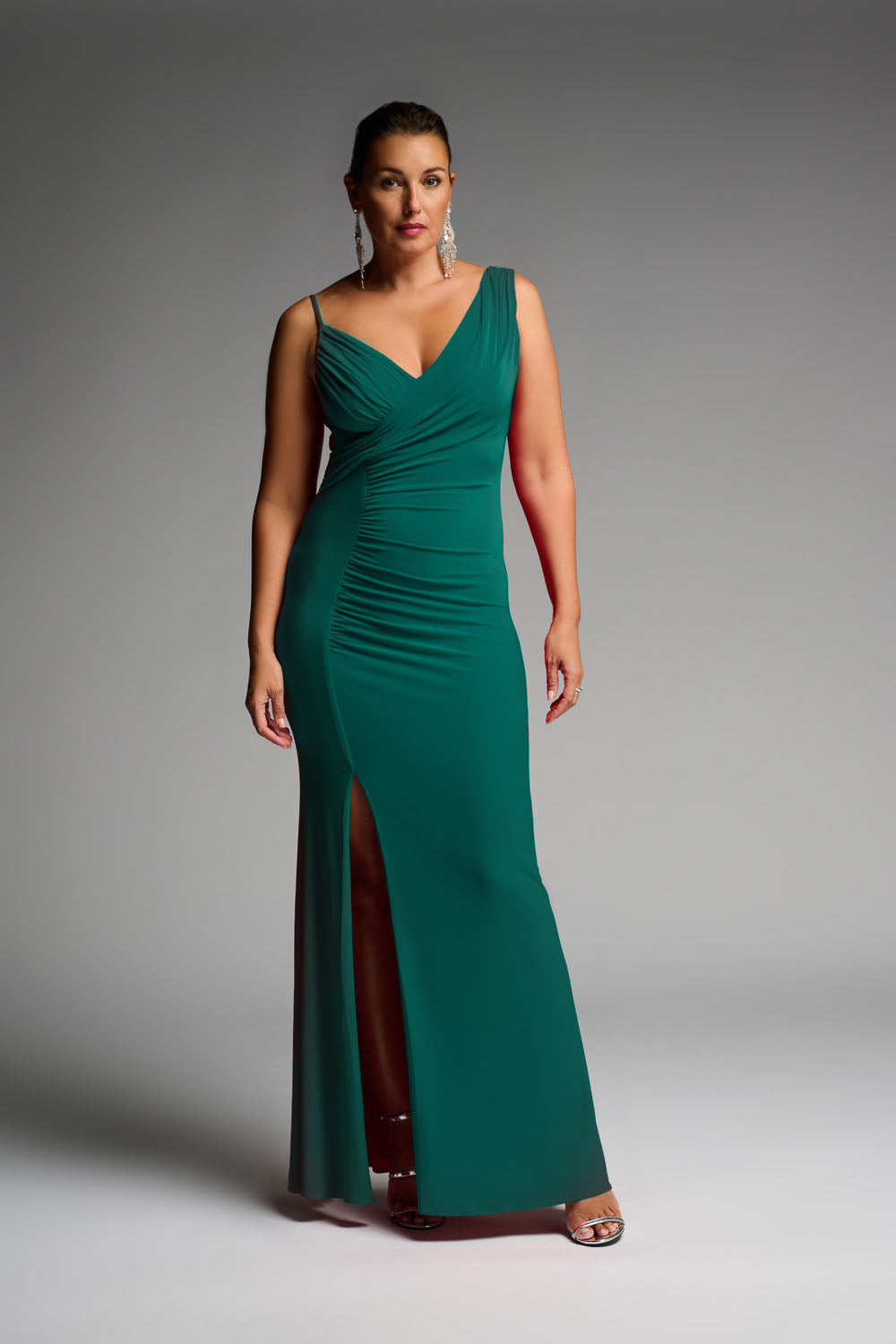 Joseph Ribkoff Rainforest Ruched Gown Style 223714 – Luxetire