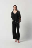 Joseph Ribkoff Black Chiffon Layered Poncho Tunic Style 223738