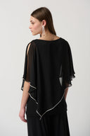 Joseph Ribkoff Black Chiffon Layered Poncho Tunic Style 223738