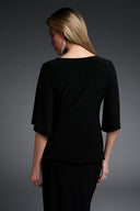 Joseph Ribkoff Black V-Neck Top with Pearl Embellishments Style 223755