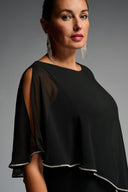 Joseph Ribkoff Black Chiffon And Silky Knit Sheath Dress Style 223762