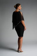 Joseph Ribkoff Black Chiffon And Silky Knit Sheath Dress Style 223762