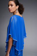 Joseph Ribkoff Royal Blue Chiffon And Silky Knit Sheath Dress Style 223762