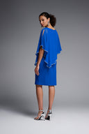 Joseph Ribkoff Royal Blue Chiffon And Silky Knit Sheath Dress Style 223762