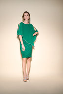 Joseph Ribkoff True Emerald Chiffon And Silky Knit Sheath Dress Style 223762TT