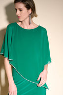 Joseph Ribkoff True Emerald Chiffon And Silky Knit Sheath Dress Style 223762TT