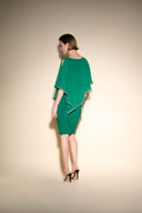 Joseph Ribkoff True Emerald Chiffon And Silky Knit Sheath Dress Style 223762TT