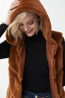 Joseph Ribkoff Maple Faux Fur Sleeveless Jacket Style 223910