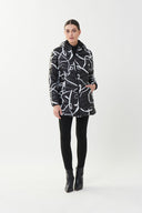 Joseph Ribkoff Black/Vanilla Abstract Puffer Coat Style 223920
