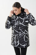Joseph Ribkoff Black/Vanilla Abstract Puffer Coat Style 223920