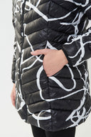 Joseph Ribkoff Black/Vanilla Abstract Puffer Coat Style 223920
