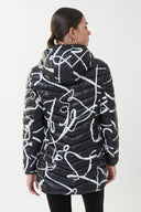 Joseph Ribkoff Black/Vanilla Abstract Puffer Coat Style 223920