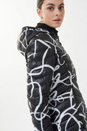 Joseph Ribkoff Black/Vanilla Abstract Puffer Coat Style 223920