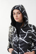 Joseph Ribkoff Black/Vanilla Abstract Puffer Coat Style 223920