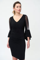 Joseph Ribkoff Black Sheer & Ruffle Dress Style 224005