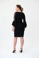 Joseph Ribkoff Black Sheer & Ruffle Dress Style 224005